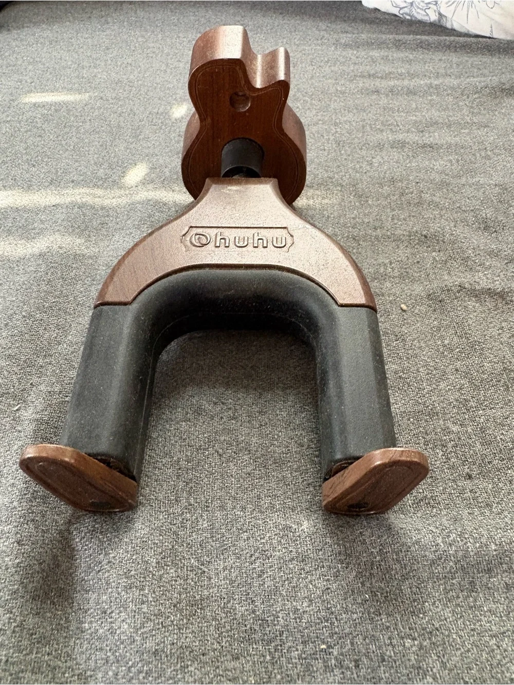 Set of 3 Wall Guitar Hangers with Wood Accents - Black & Brown